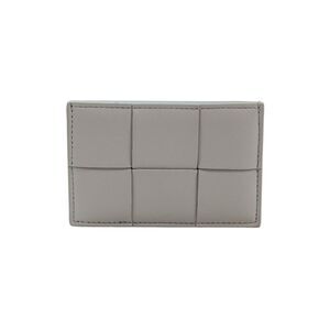 Bottega Veneta Mens Calfskin Two-Tone Card Wallet Gray
